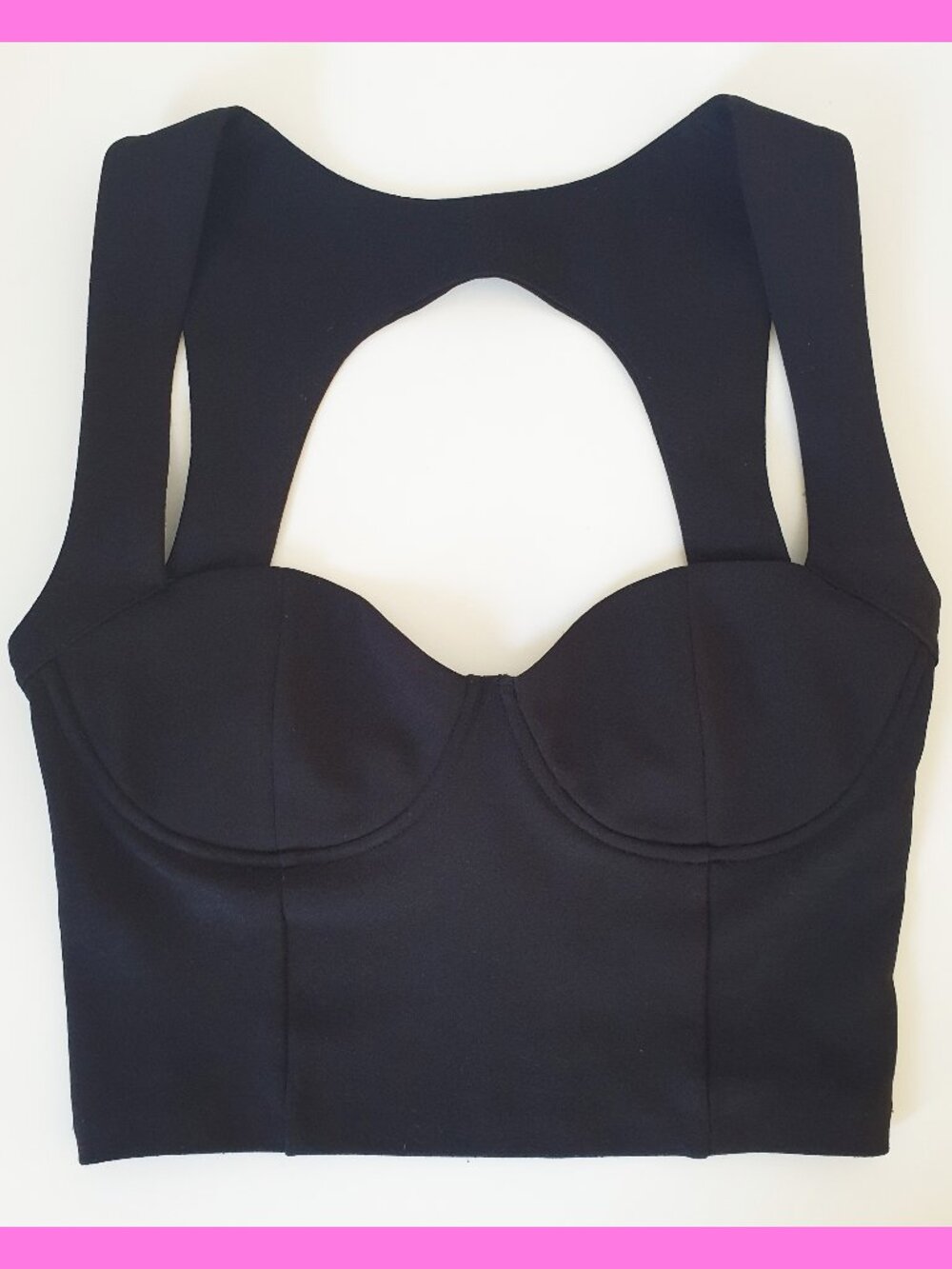 ZARA Black Corset Top Crop Bustier Cropped Open Back Cut Out Party Clubwear - S